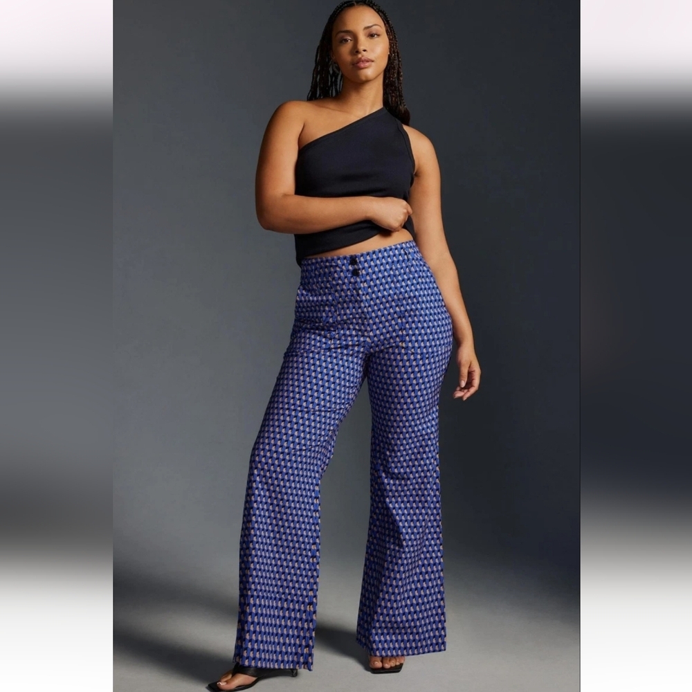Maeve for Anthropologie, the Naomi flare-leg pants. Size 10, NWT, Indigo Blue